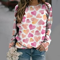 Ženske dukseve za valentinovo zaljubljene majice vole srce grafički s dugim rukavima, pulover na vrhu