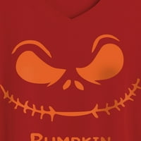 MA Croi Ženska Halloween Graphic Jack-O-Lantern Oming Orange Bundek Kien V-izrez Slanje majica kratkih