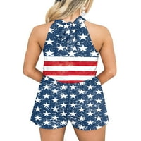 Aturuste 4. jula Romper Ženska američka zastava Zastava Shorts Tund Outfits bez rukava Rezervoar bez