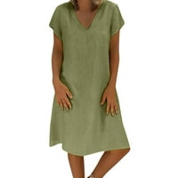 Žene plus veličina posteljina haljina Ljeto V-izrez kratki rukav majica s kratkim rukavima TUNICA TUNIC A-Line Duljina koljena Večernja večernji koktel haljine zelene s