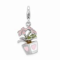 Jewels Sterling Silver 3-D emajlirani lonce cvijeće w clsp rum