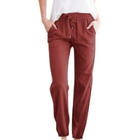 Edvintorg pantalone za žene plus veličina Žena Čvrsta boja pamučne i posteljine nacrtaju elastične struke