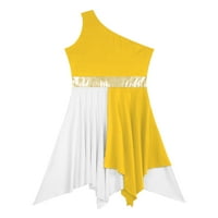 iefiel ženska boja blok asimetrični hem plesni haljina liturgijskog pohvale lirski ples kostim žuti m