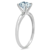 0. CT Sjajan okrugli rez Clear Simulirani dijamant 18K bijeli zlatni pasijans prsten sz 10.75