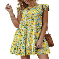 REJLUN dame Mini haljine cvjetni print rezervoar s kratkim rukavima Ljeto na plaži sa rukama Žene Swing