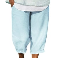 Nizieer za žene salon za spavanje Capris hlače labave obrezirane pantalone pamučne posteljine casual