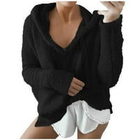 Entyinea ženske pulover dukseve obloženi pulover Crewneck tiskani duks crni 3xl