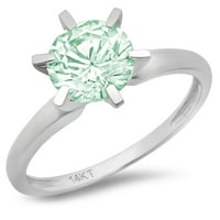 CT sjajan okrugli rez simulirani zeleni dijamant 14k bijeli zlatni pasijans prsten sz 5.75
