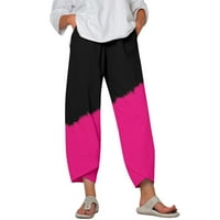 Žene Ležerne hlače široke noge sa džepovima Lagana visoka struka podesiva kravata za vezanje vruće ružičaste