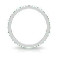 CT Smaragdni večni prsten, okrugli smaragdni prsten za vječnost, pravi smaragdno puni vječni prsten, maj rodni kamen, sterling srebrna, SAD 7,50