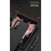 Mantto futrola za Samsung Galaxy Z Fold 3, modni udarni otporni na tanku [Lichee uzorka] Premium obična koža sklopiva kućišta zaštitni poklopac telefona za Samsung Galaxy Z Fold 3, crna