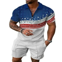 Grianlook MENS Polo majica i kratke hlače Džepne odjeće V izrez Casual TrackSit set patentnih zatvarača