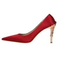 Lacyhop Womenske pumpe šiljaste cipele za prste visoke pete Stiletto potpetice Party Casual Comfort klizanje na vino crveno 6