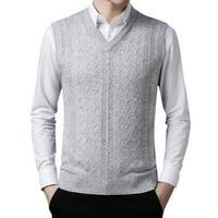 Zimska siva muška modna casual jacquard v dno košulja džemper bez rukava prsluk