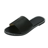 Žene cipele sandale za žene Ljetne modne ravne papuče Retro sandale crna 7