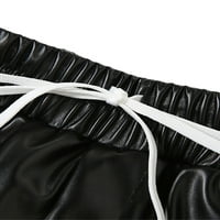 Ženske elastične strugove Labavi kratke hlače sa džepovima PU kožne kratke hlače