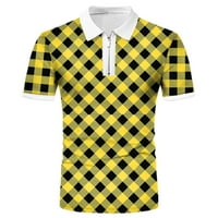Polo majice za muškarce proljeće ljetni patentni zatvarač rever na karijsku print casual t- vlaiku Wicking polo majica žuti xxxl