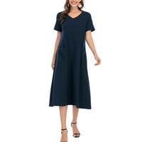 Haljine za žene ženska a-line dugi čvrsti kratki rukav Crew Crt Retro vruće prodaje A-line haljine crne