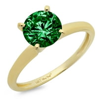 CT sjajan okrugli rez Clear Simulirani dijamant 18k žuti zlatni pasijans prsten SZ 8