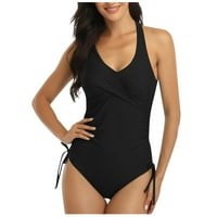 Ženski kupaći kupaći kostim solid color prednjačnjača za kupanje Crnoj veličini S