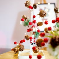 Biplut božićni gudački svjetlo Pineneedle Pinecone Crvene bobice pompoms gljiva Santa Claus Card prozor
