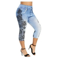 Smanjite HFYIHGF Women Plus Jeans Jeans jeans džemper Butt Lift Capri Yoga gamaše visoki struk rastezanje čipke TRIM Olovke pantalone za ispis