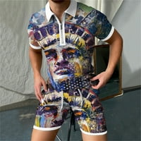 Yunmic Muška majica Čišćenje Muška modna ležerna Retro 3D štampanje patentnih zatvarača Muška proljetna