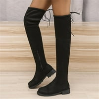 Čizme za žene preko koljena čizme Ženske plus veličine Duge čizme su tanke visoko-vrhunske ženske čizme s niskim potpeticama ravne čizme crne boje