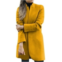 Ženska plus Vuna od vune modna stand-up ovratnik dugih rukava s dugim rukavima s dugim čvrstim kardiganskim jaknom tanka kaputacija