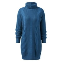 Džemper za haljinu Boho čipke za haljinu ženske pulover džemper turtleneck dugih rukava čvrstog zimskog