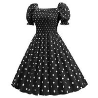 Plus veličina haljina s kratkim rukavima za žene Vintage Bowknot Prom Polka Dot Printing Party haljina