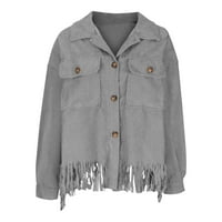 Zimski kaputi za žene Moda Y2K Streetwear casual labav duksevi modni kardigan dugih rukava V-izrez Grey