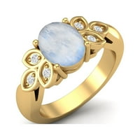 8x ovalni oblik Moonstone dragosmerni sterling srebrni zlatni vemreil pasijans ženski vjenčani prsten