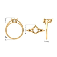 Rosec dragulji Žene 2. CT prsten za angažman u obliku kruške u obliku kruške, zglobni prsten od zlata Split, srebro, US00 5,00