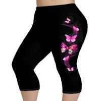 Colisha Žene Capris cvjetni print Capri gamaši visoki struk joga hlače salon u teretani tanka noga stil-e xl