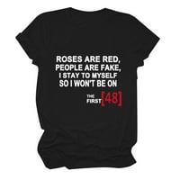 Odjeća Ljetna prodaja Slatka ruža su crveno slovo tiskane majice pamuk udobni trendy labavi vrhunsko ljeto kratkih rukava okrugla bluza s okruglim vratom