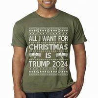 Divlji Bobby, sve što želim za Božić su Trumpovi izbori ružni božićni džemper muškarci premium tri miješaj tee, vojna zelena, mala