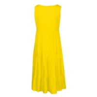 Bicoasu ženski casual plus size Solid O-izrez maxi duga haljina za žene žuti xl