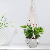MacRame Biljna vješalica i kuke za viseće sadilice Korpa sa drvenim perlicama Dekorativni cvijet Pot