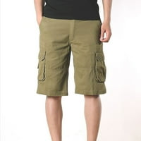 Zkozptok kratke hlače za muškarce Ljetni teretni kratke hlače usmjerene znake Radne kratke hlače Srednja struka Nema kaiša više džepnih hlača, kratke hlače, žute, l