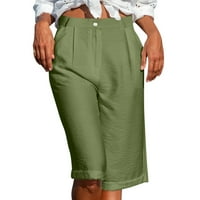 Labakihah pantalone za žene Ženske ljetne kratke hlače Comfy pamučne mid hlače vojska zelena