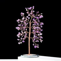 Kisor Prirodni ametist kristalno stablo, ahat kriška baza bonsai money stablo za kućni uredski stol dekor bogatstvo i sreća, k # ametist