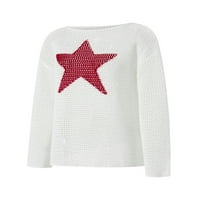 Codeop Žene Dugih rukava Klintna majica Casual Labavi zvjezdica Klit Crochet Clout džemper Srednja odjeća