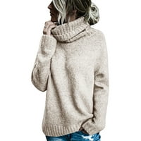 Ženski dugi rukav s dugim rukavima visoki vrat, pulover džemper