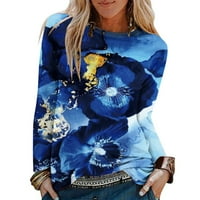 Viadha dukserica za žene casual okrugli vrat pulover s dugim rukavima od tiskanih rukava prevelike majice tunike vrhove
