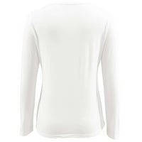 Fjofpr Žene padajuće košulje s dugim rukavima za žene Solid Color Crewneck Tops Ležerne prilike prozračne labave fit bluze pulover majice