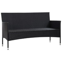 3-sjedala dvosobna sofa sa jastucima Crna Poly Rattanoutdoor Sofe