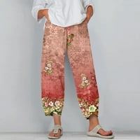 Puuawkoer pantalone za žene Ugodno široku nogu Capris Žene Ljetne obrezirane hlače Plaža Elastična struka