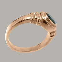 Britanci napravio 14k ružični zlatni prsten sa prirodnim London Blue Topaz unisenijskim prstenom - Opcije veličine - Veličina 11