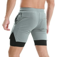 Lixada 2-in- Muškarci trčanja s petljom za ručnike Brze suho Exeise Shorts s džepovima za trening treninga treninga